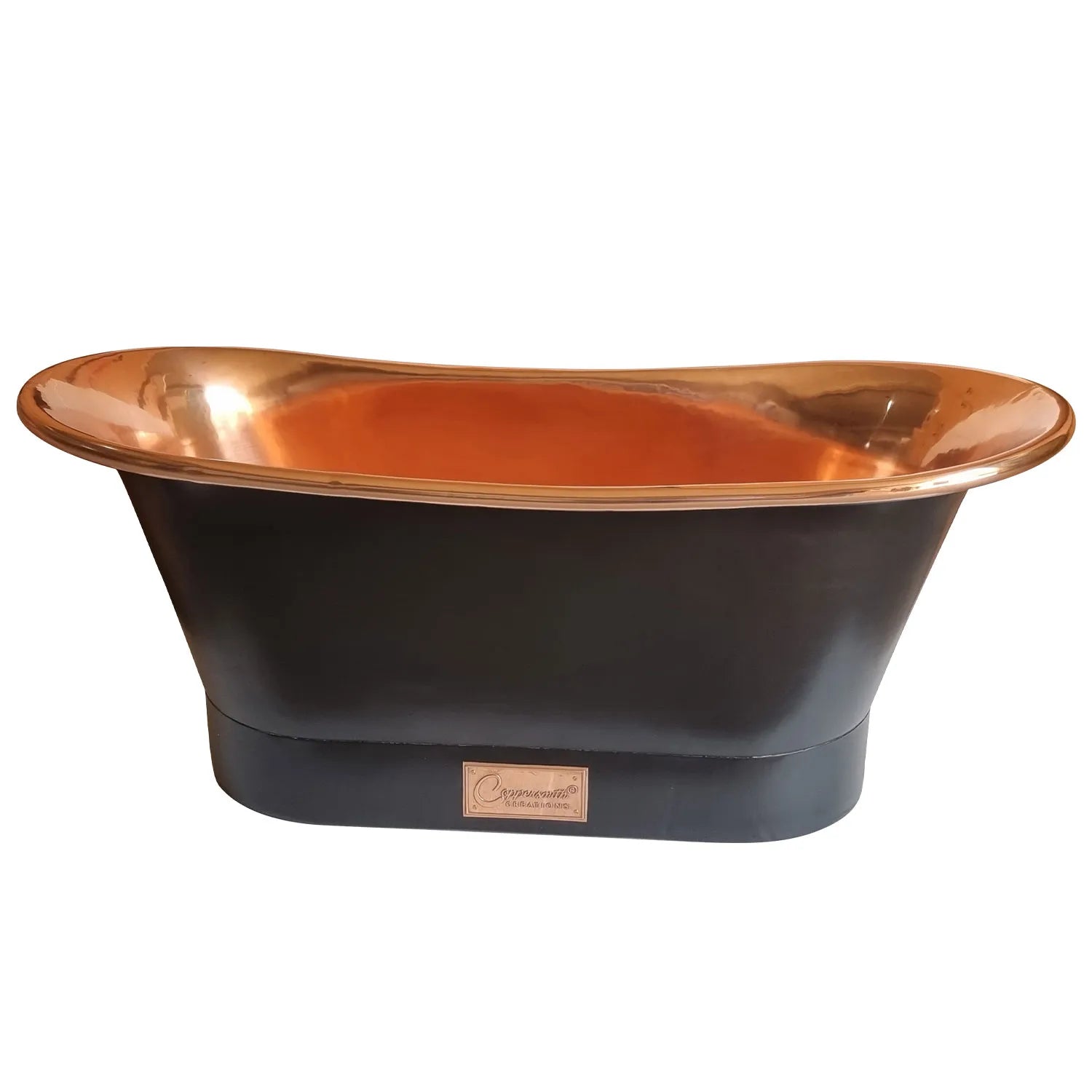 Coppersmith Creations Copper Freestanding Bathtub Black Exterior Straight Base