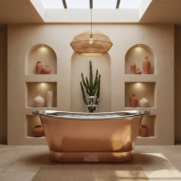 Coppersmith Creations Straight Base Copper Bathtub Nickel Inside