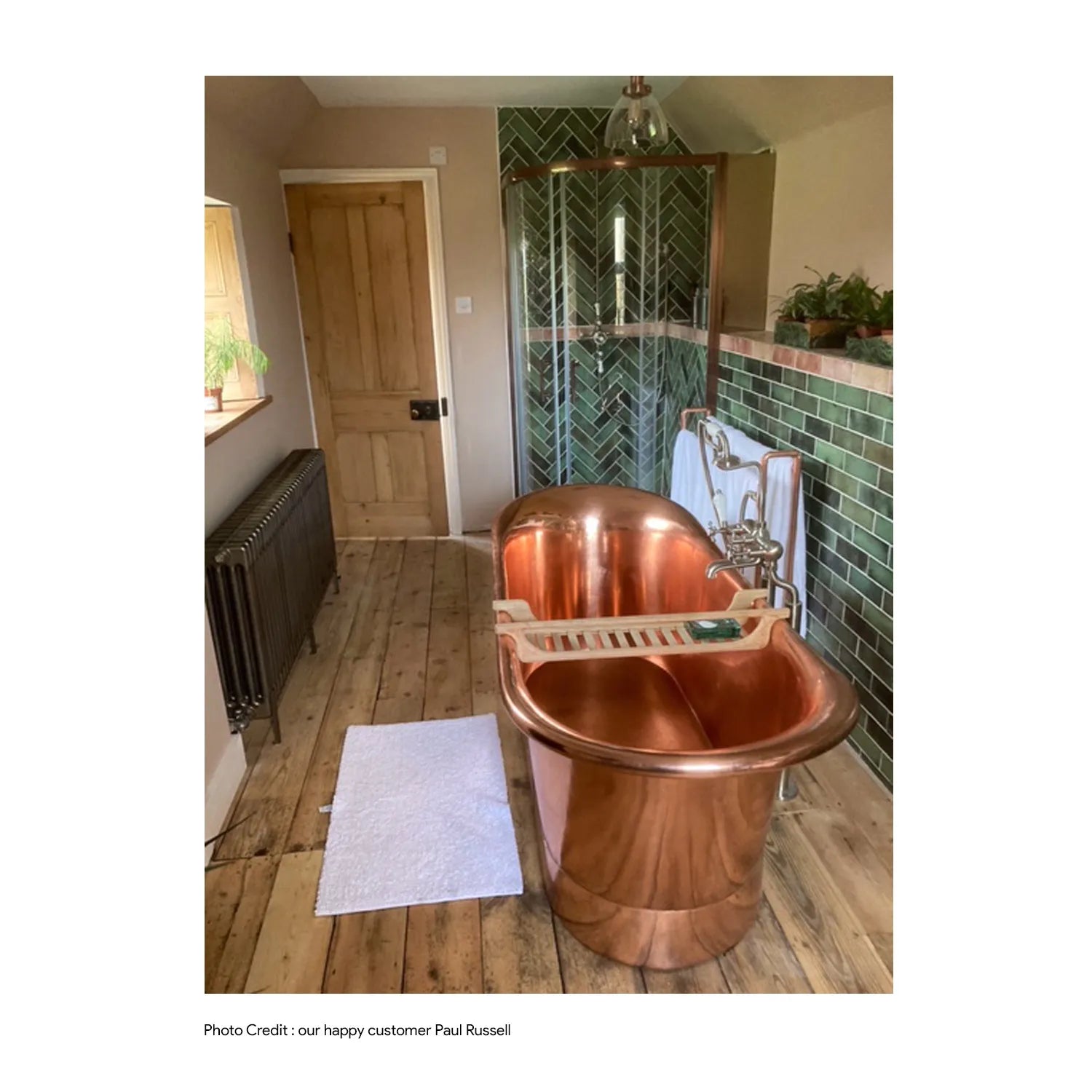 Coppersmith Creations Copper Freestanding Bathtub Polished Copper Finish Straight Base