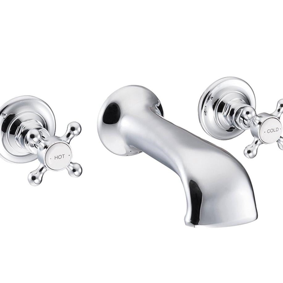 Hurlingham 3 Hole Wall Mounted Bath Filler Taps - Ice Cold Spice | Chrome H65 x D177