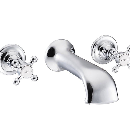 Hurlingham 3 Hole Wall Mounted Bath Filler Taps - Ice Cold Spice | Chrome H65 x D177