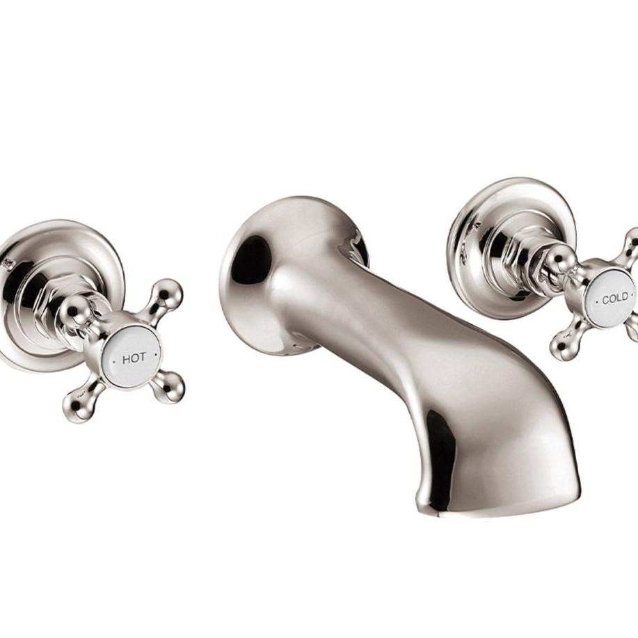 Hurlingham 3 Hole Wall Mounted Bath Filler Taps - Ice Cold Spice | Nickel H65 x D177