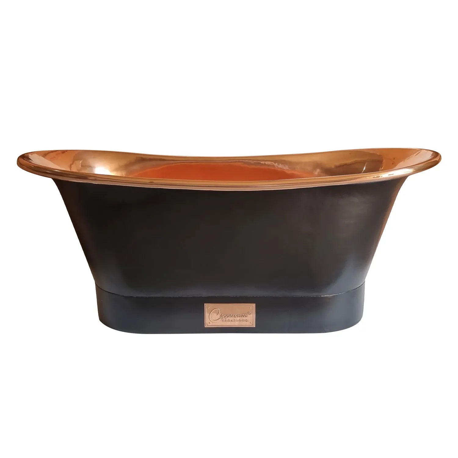 Coppersmith Creations Copper Freestanding Bathtub Black Exterior Straight Base
