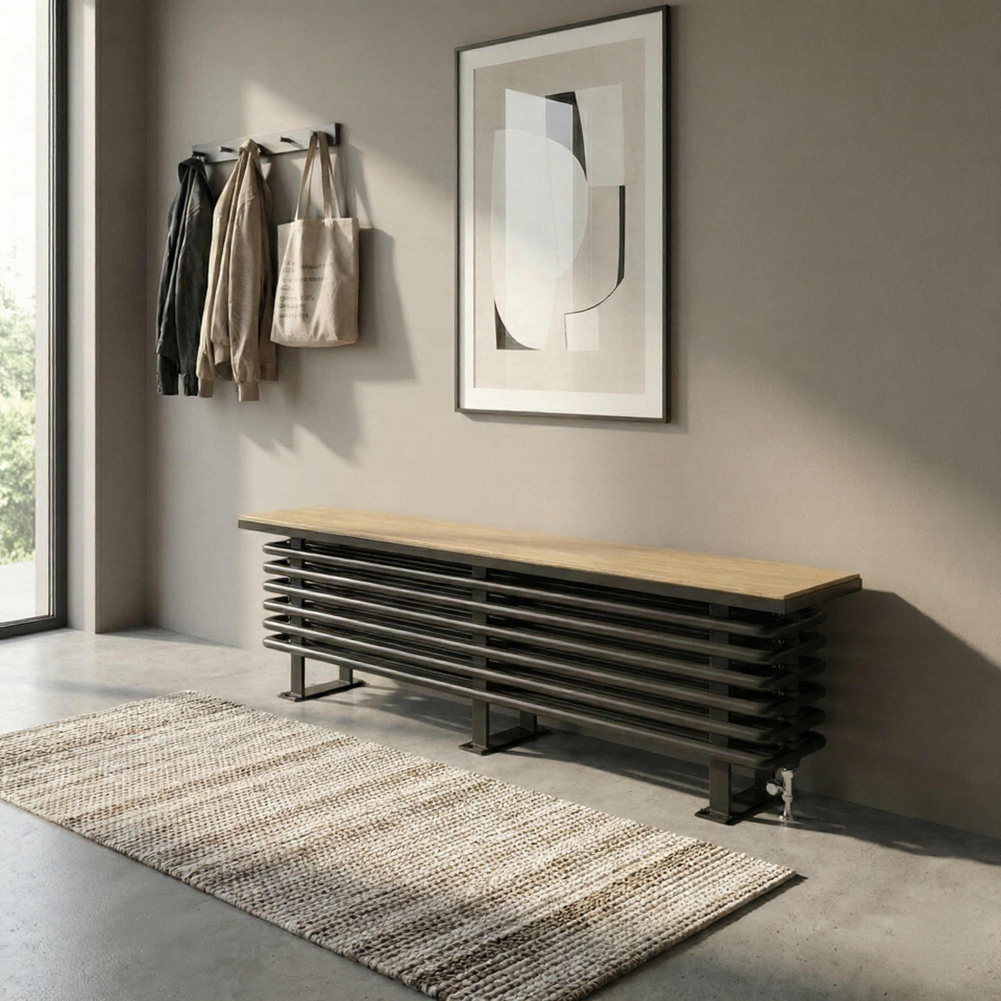 DQ Oak Bench Radiator with Horizontal Columns