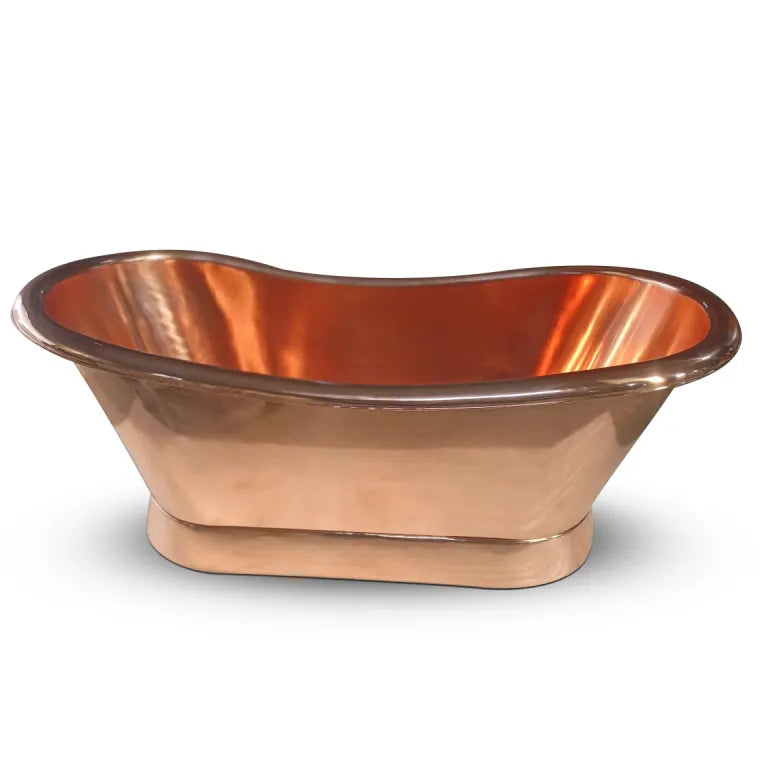 Coppersmith Creations Slanting Base Copper Bathtub Full Shining Copper Finish in Copper