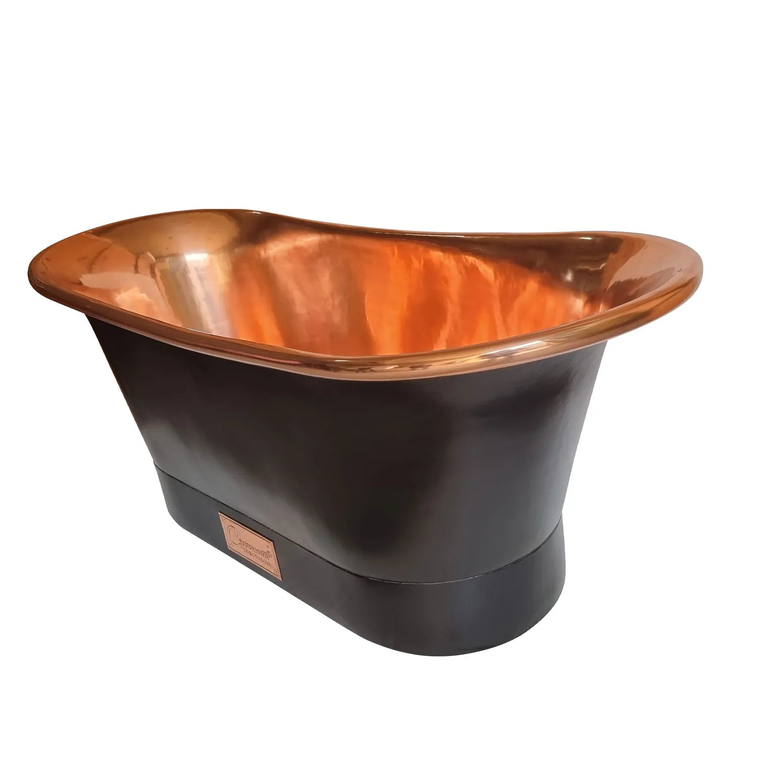 Coppersmith Creations Copper Freestanding Bathtub Black Exterior Straight Base