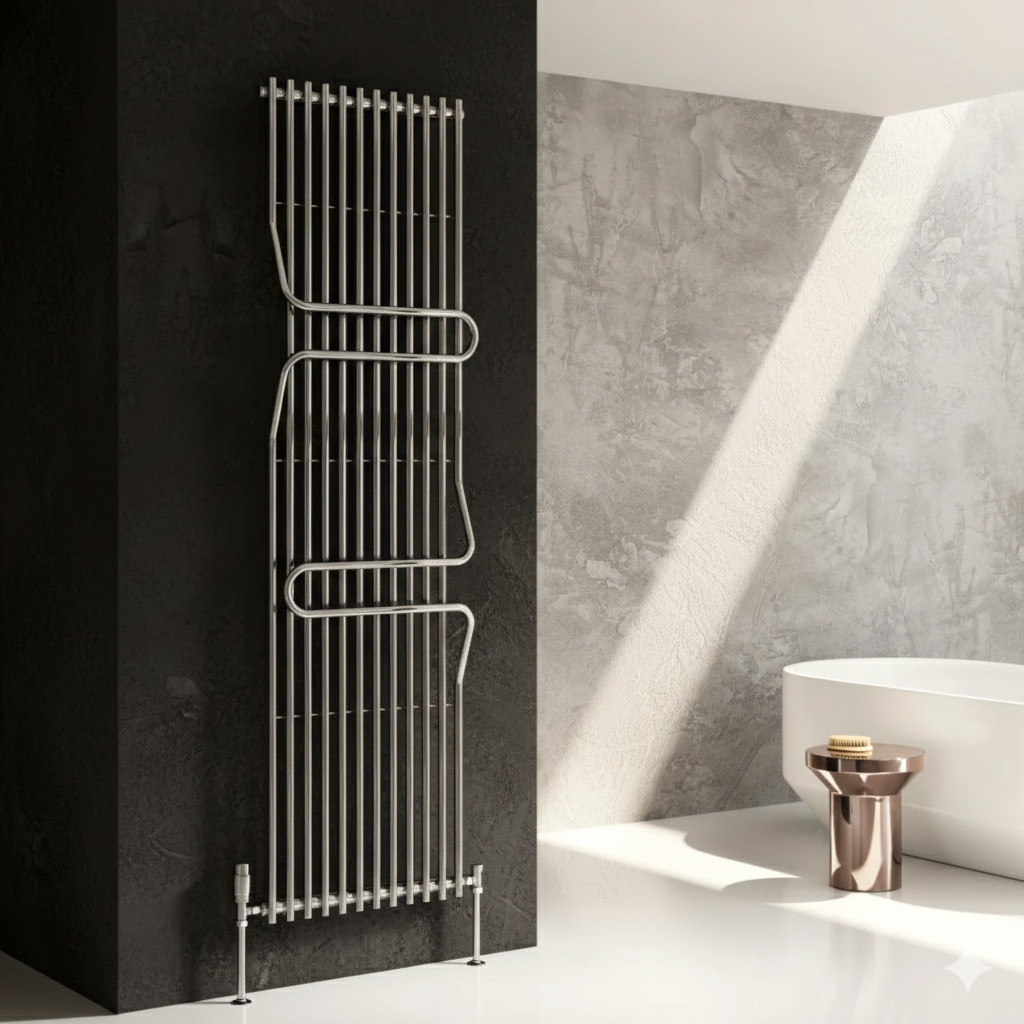 Reina Aletta Steel Vertical Bathroom Radiator 1800H x 500W | 3 colours, 1 size