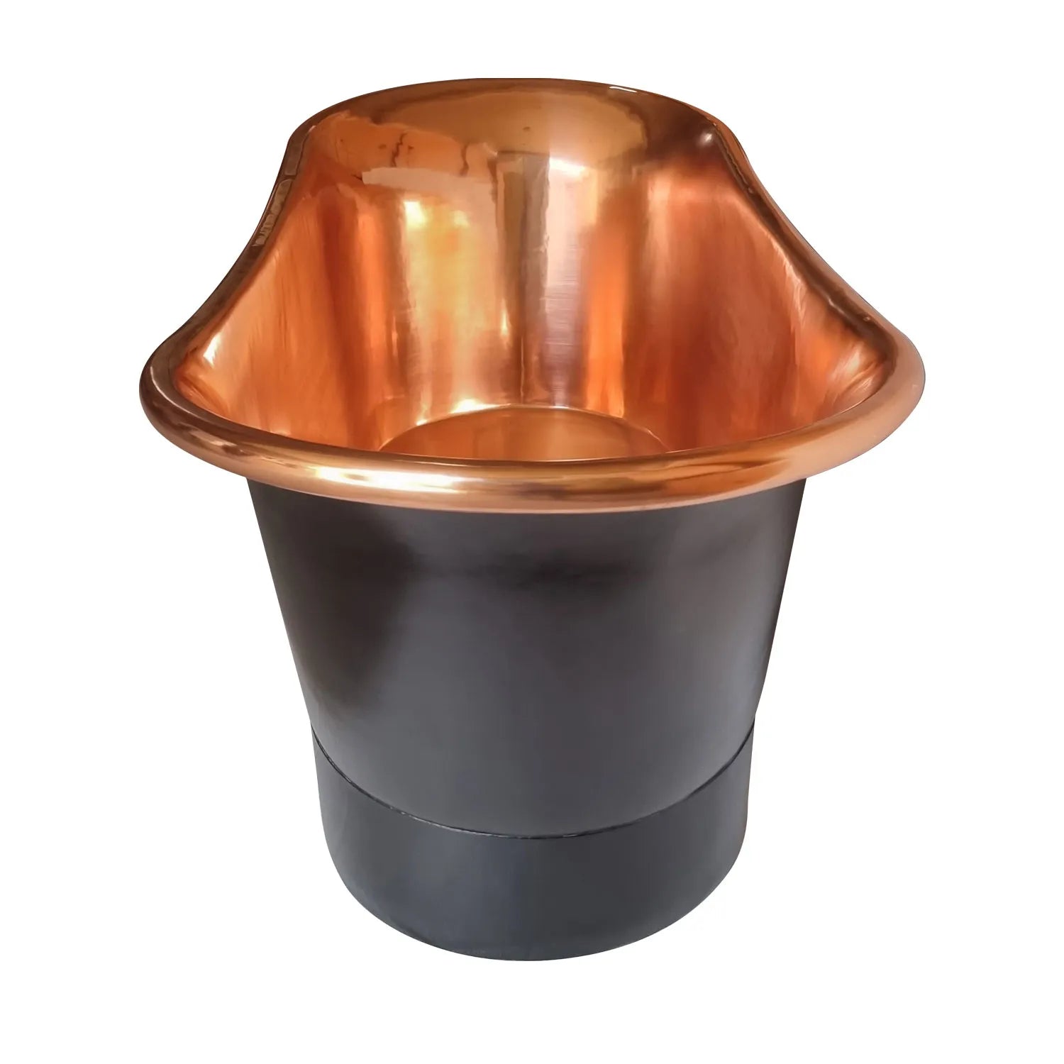 Coppersmith Creations Copper Freestanding Bathtub Black Exterior Straight Base