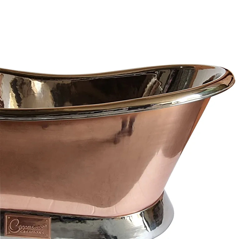 Coppersmith Creations Slanting Base Copper Bathtub Nickel Inside & on Base Copper Outside
