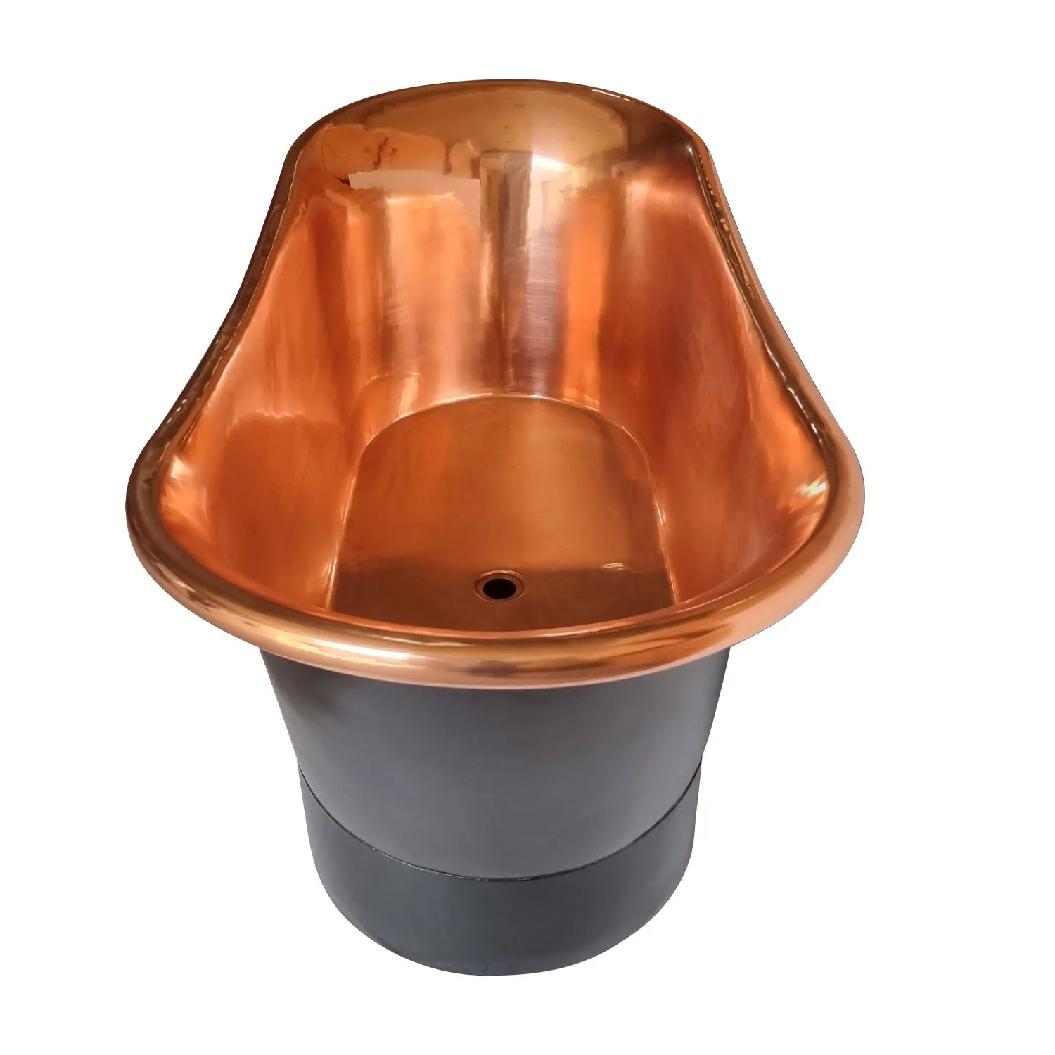 Coppersmith Creations Copper Freestanding Bathtub Black Exterior Straight Base