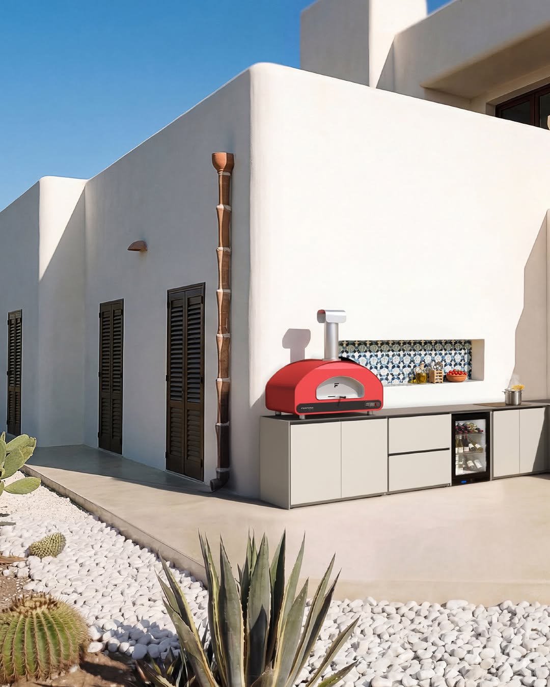 Fontana Volta 90 Dual Fuel in Rosso/Red Pizza Oven