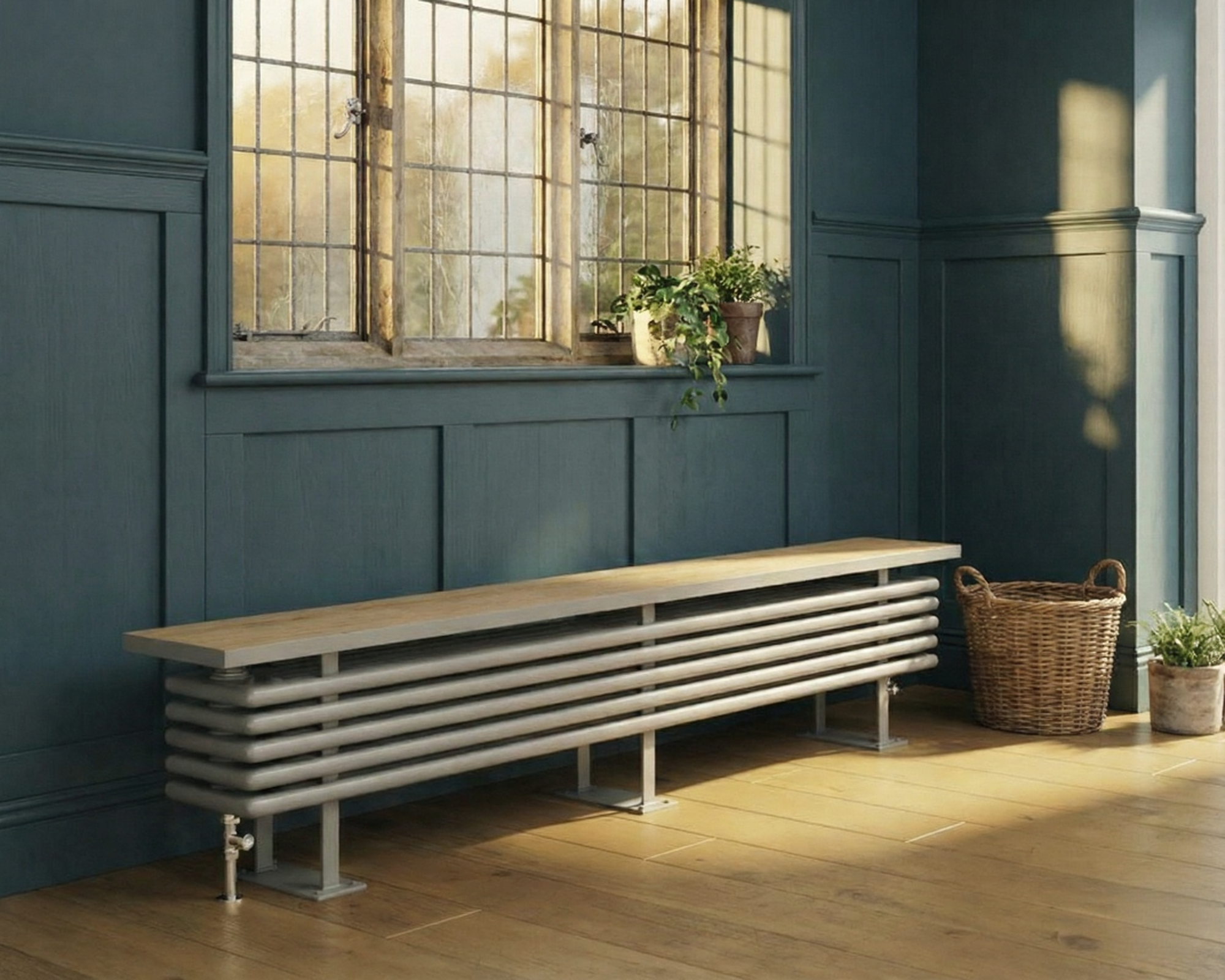 DQ Oak Bench Radiator with Horizontal Columns