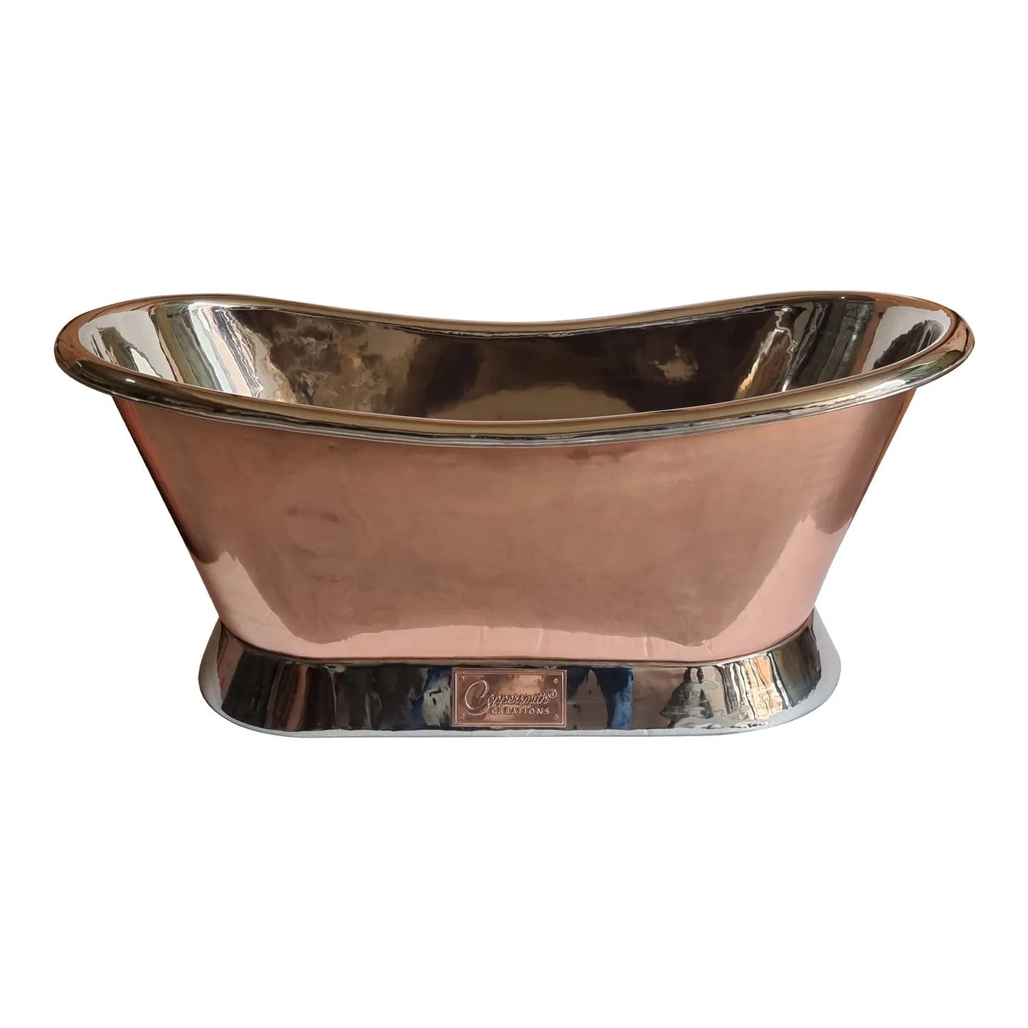 Coppersmith Creations Slanting Base Copper Bathtub Nickel Inside & on Base Copper Outside