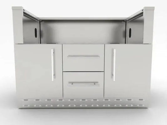 Sunstone Outdoor Kitchens Cabinet for Hybrid Charcoal Grill - outdoor grill - Ice Cold Spice | 34" Light Brushed Stainless Steel