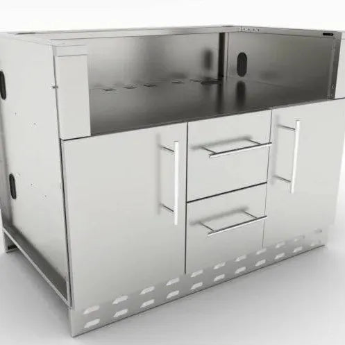 Sunstone Outdoor Kitchens Cabinet for 5 Burner Gas Grill - outdoor grill - Ice Cold Spice | Light Brushed Stainless Steel