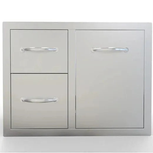 Sunstone Outdoor Kitchens Double Drawer & Tank/Trash Tray Combo - outdoor grill - Ice Cold Spice | Light Brushed Stainless Steel