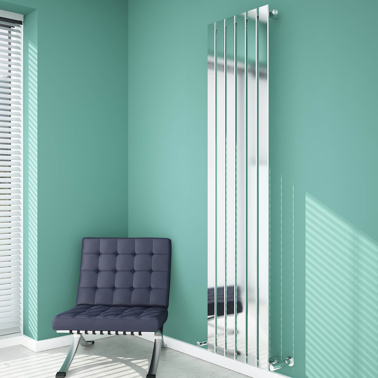 Carisa Anika Reflective Flat Panel Vertical Radiator in Polished Chrome
