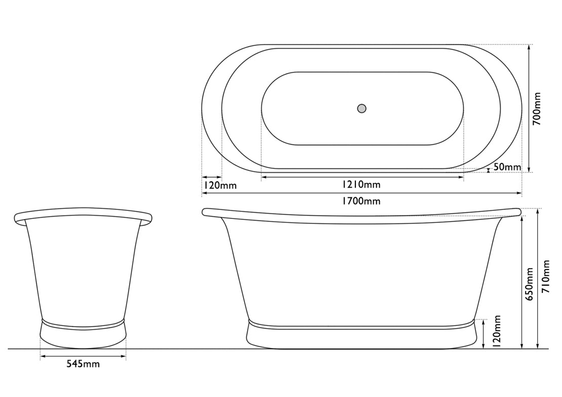 Hurlingham Allingham Nickel Freestanding Bath
