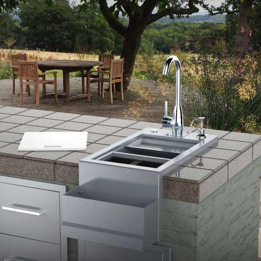 Sunstone Outdoor Kitchens Pro Cocktail Station - outdoor grill - Ice Cold Spice | Light Brushed Stainless Steel