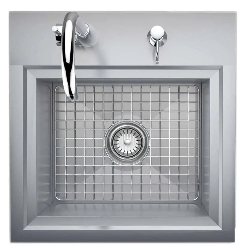 Sunstone Outdoor Kitchens Premium Water Sink with Faucet, Soap Dispenser & Grid Base - Light Brushed Stainless Steel