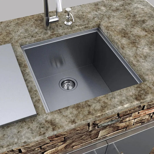 Sunstone Outdoor Kitchens Water Sink with Cover - outdoor grill - Ice Cold Spice | Light Brushed Stainless Steel