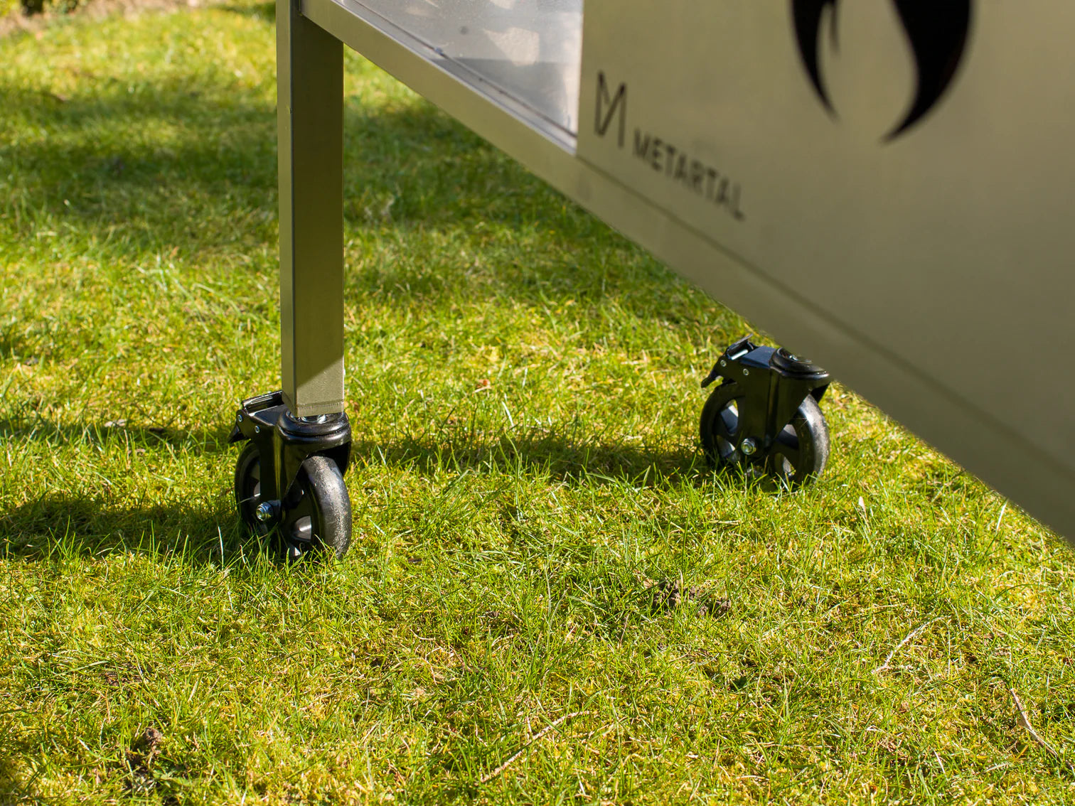 Metartal Asador Nino Stainless Steel Stand on Castors with Log Storage Area