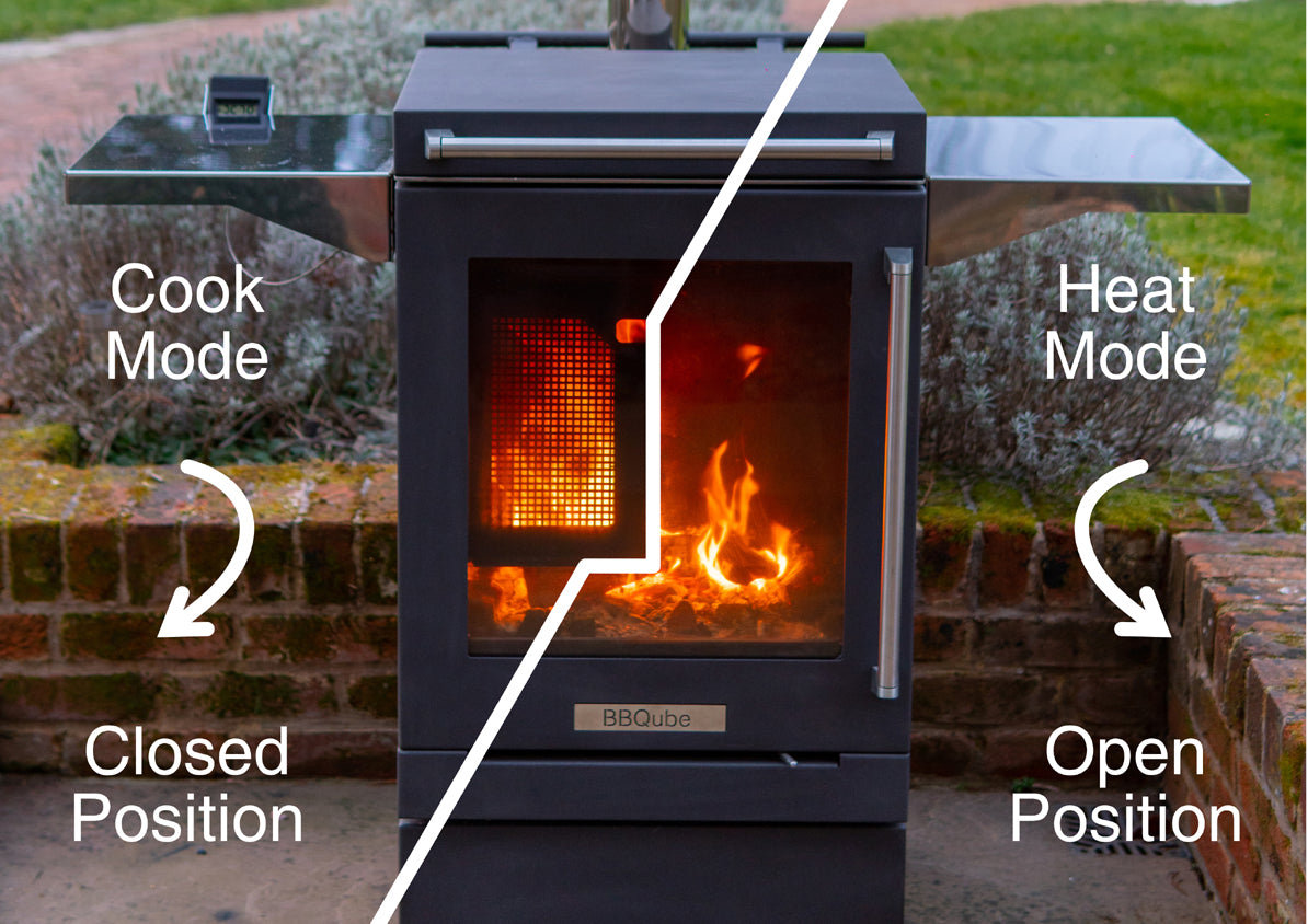 BBQUBE Wood Burning Heater with 2 Wheel Base