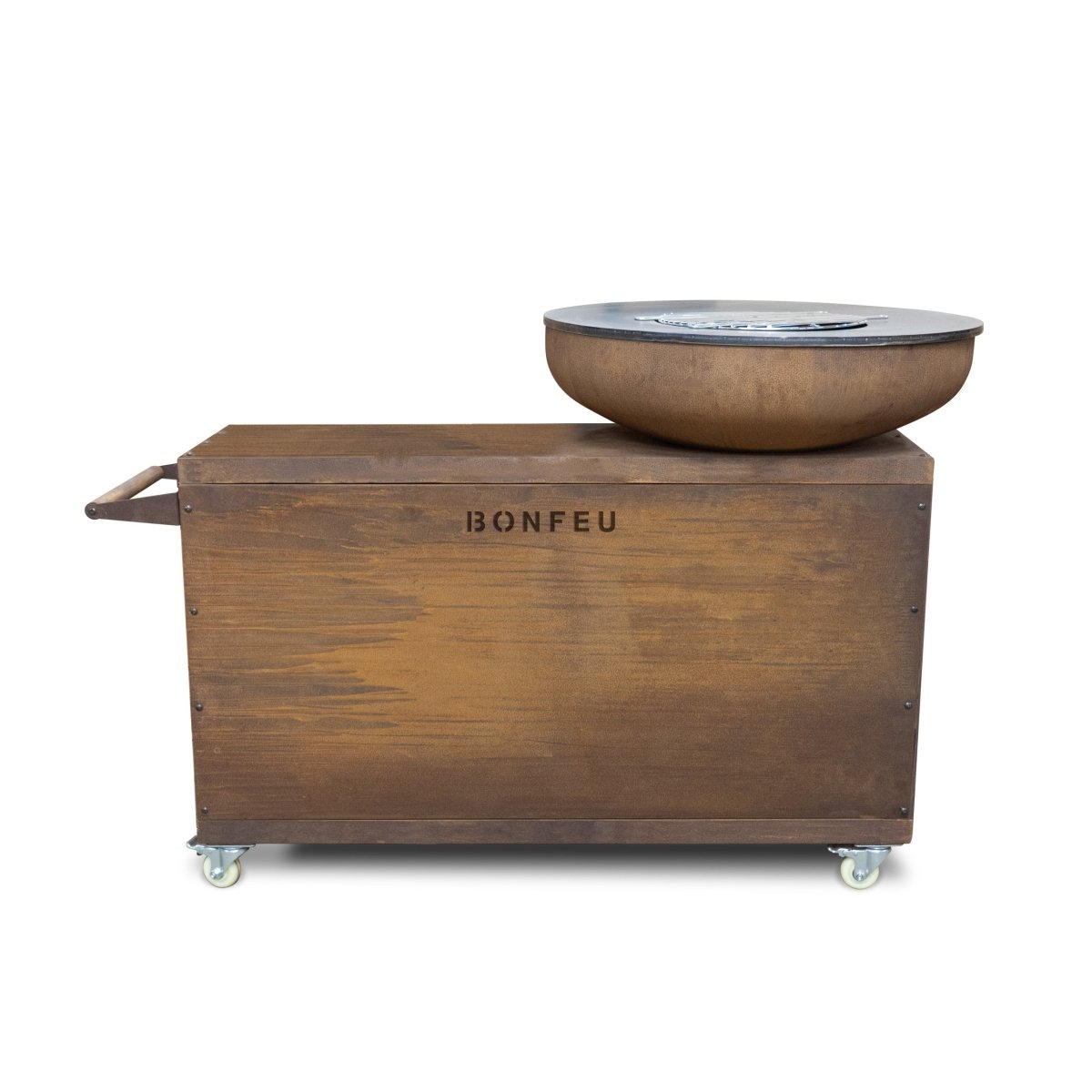 BonFeu BonBiza Island XL Corten Steel Outdoor Kitchen with Plancha - Patio Heater - Ice Cold Spice | Rust