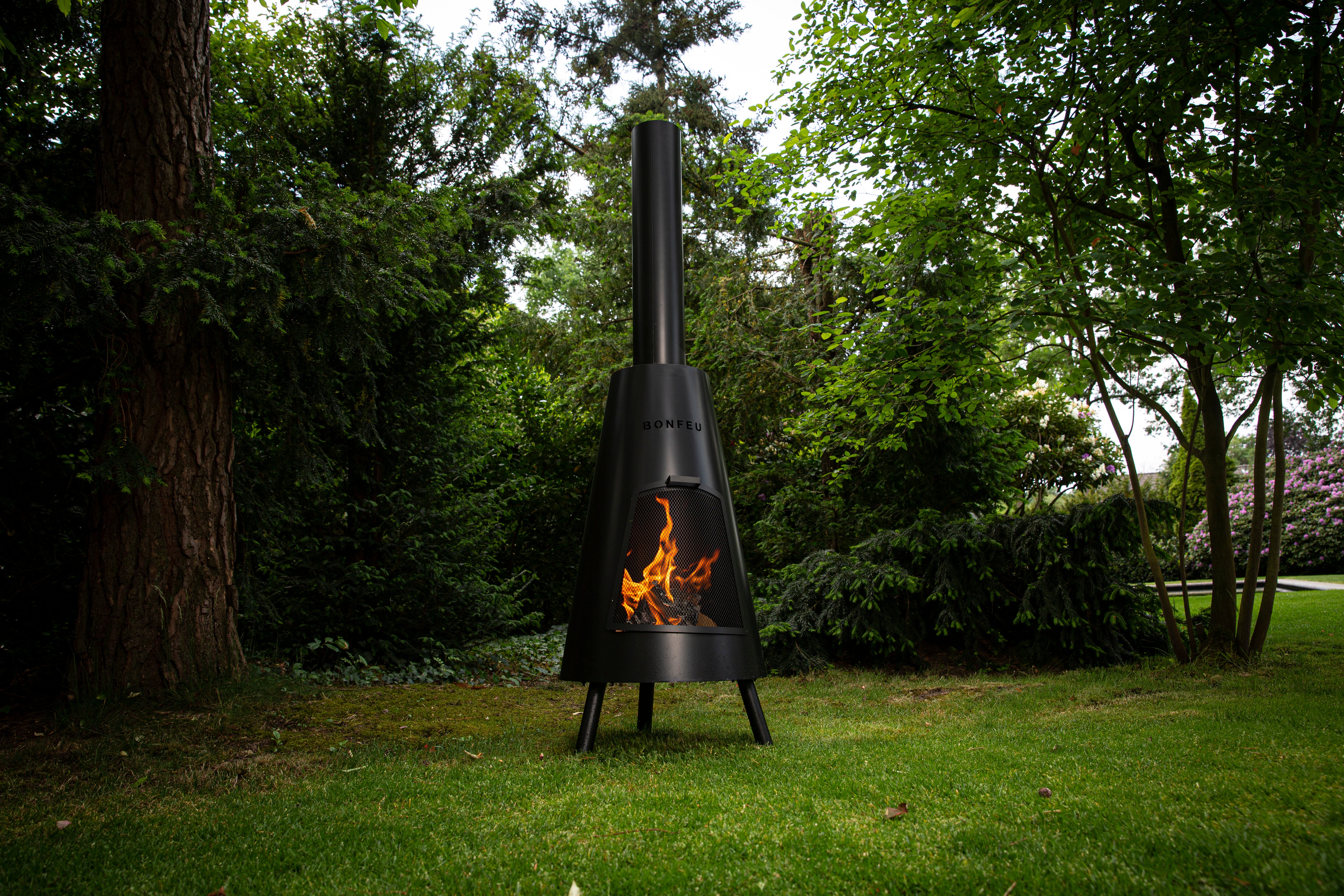 BonFeu BonPyra Black Steel Outdoor Fireplace