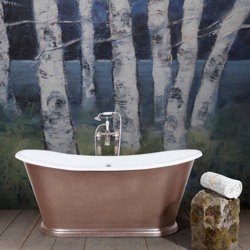 Hurlingham Caravel Bateau Cast Iron Bath - baths - Ice Cold Spice | Burnished Bronze L1675 x W720 x H725