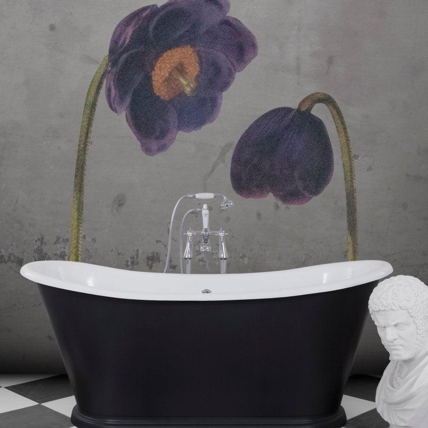 Hurlingham Caravel Bateau Cast Iron Bath - baths - Ice Cold Spice | Off Black L1675 x W720 x H725