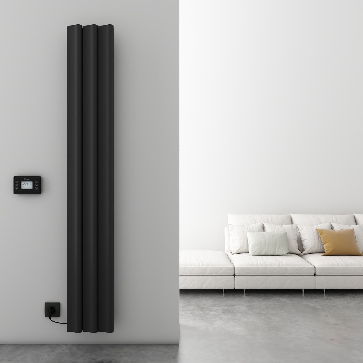 Carisa Boreas S Electric Aluminium Radiator - radiator - Ice Cold Spice | 1800H x 276W Textured Black