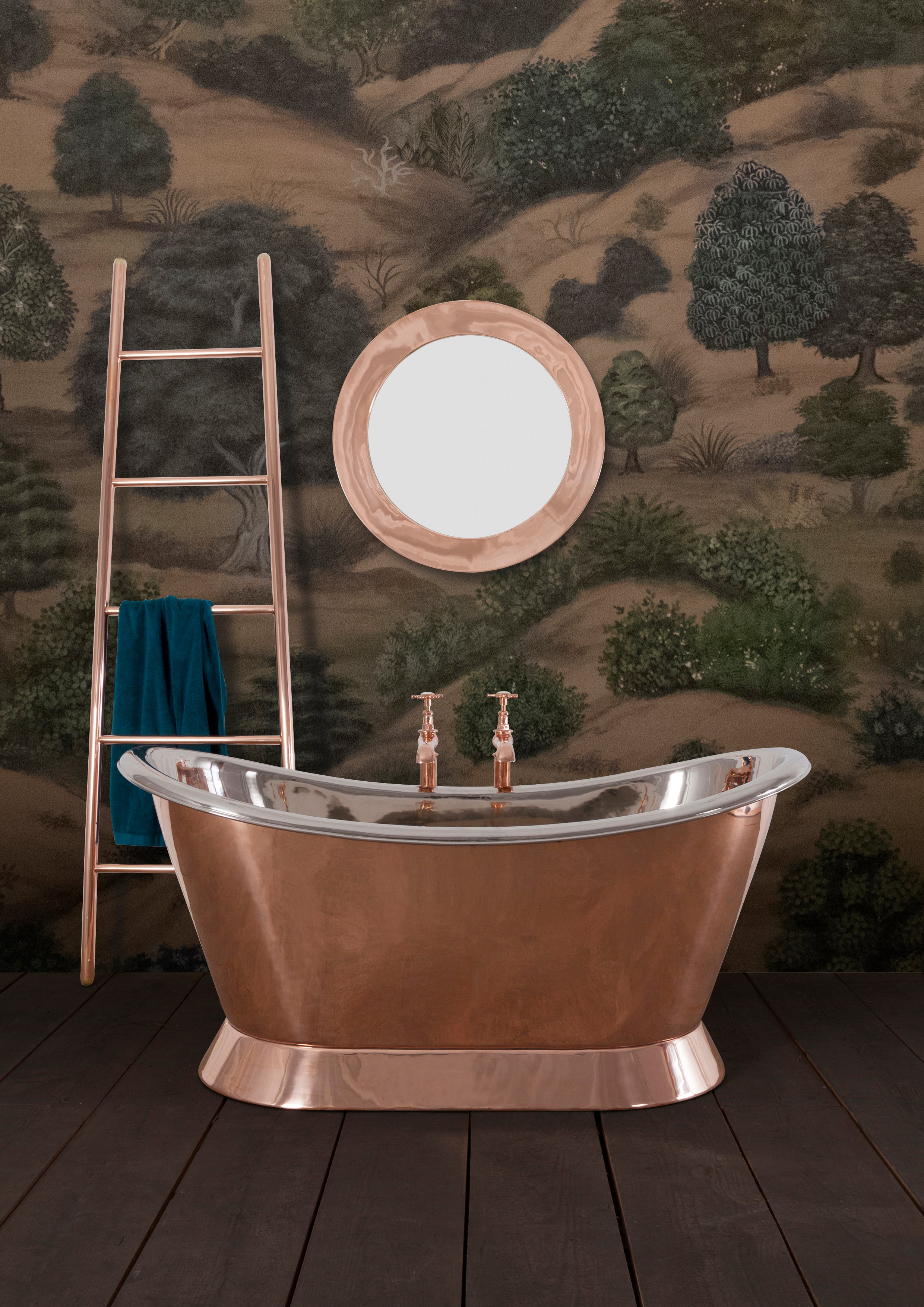 Hurlingham Copper Bateau with Nickel Interior Freestanding Bath