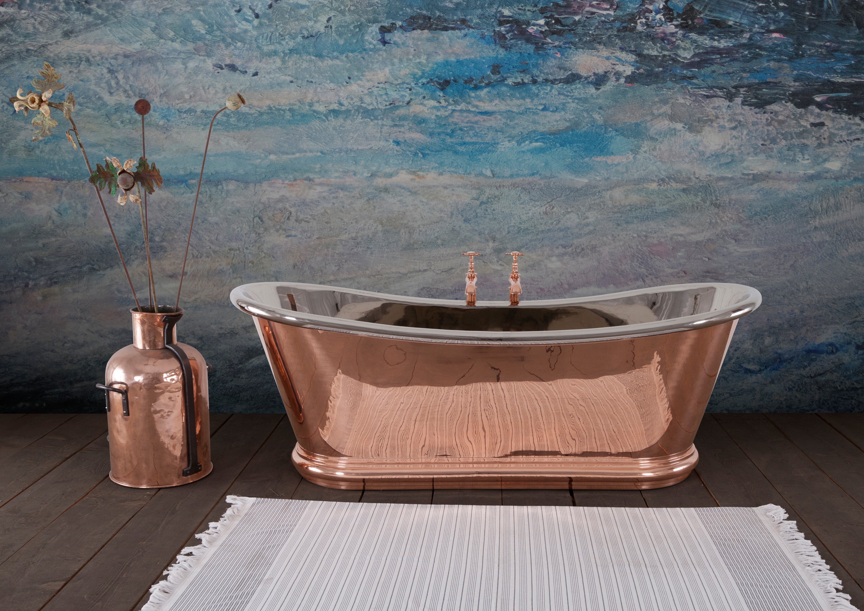 Hurlingham Copper Bulle Reserve with Nickel Interior Freestanding Bath
