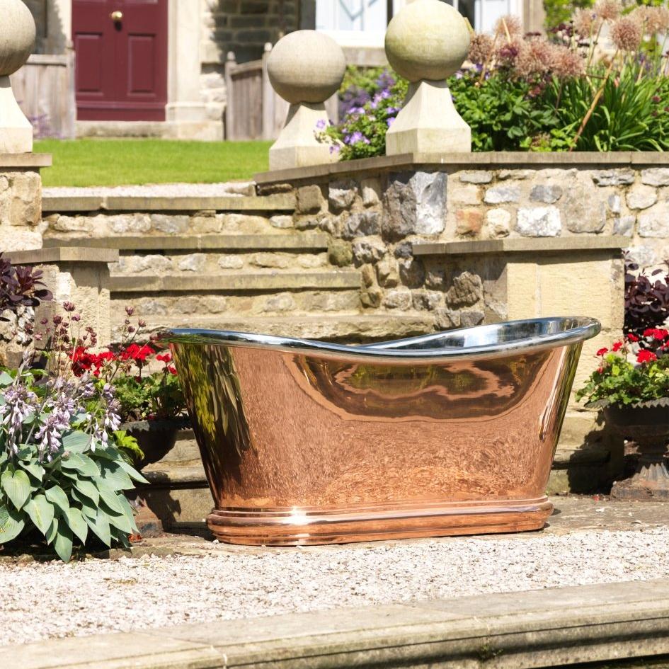 Hurlingham Copper Bulle Nickel Freestanding Rolltop Bath - baths - Ice Cold Spice | Copper L1700 x W740 x H720