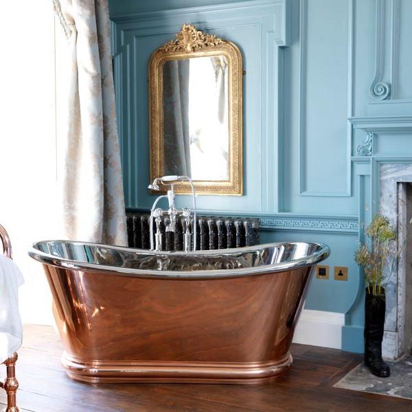 Hurlingham Copper Bulle Nickel Freestanding Rolltop Bath - baths - Ice Cold Spice | Copper L1700 x W740 x H720