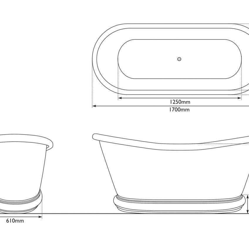 Hurlingham Copper Bulle Nickel Freestanding Rolltop Bath - baths - Ice Cold Spice | Copper L1700 x W740 x H720