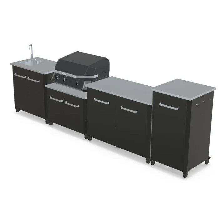 Cozze® Elements Modular Outdoor Kitchen - Gas Grill, Storage and Sink with Optional Pizza Oven - pizza oven - Ice Cold Spice | Black Cozze® 17" Rotate Black Edition
