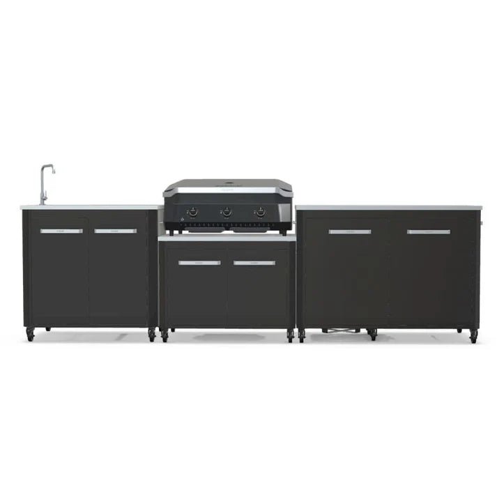 Cozze® Modular Outdoor Kitchen with Gas Grill, Storage and Sink - pizza oven - Ice Cold Spice | Black