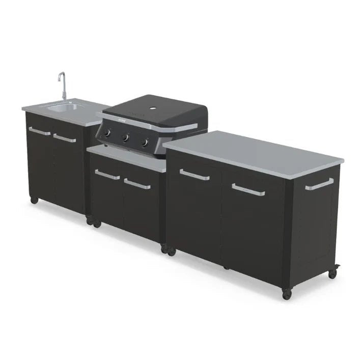Cozze® Modular Outdoor Kitchen with Gas Grill, Storage and Sink - pizza oven - Ice Cold Spice | Black