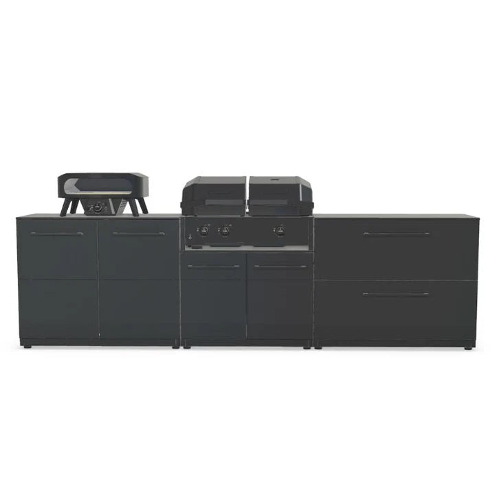 Cozze® Elements Modular Outdoor Kitchen with Quattro 900 Grill and Storage - pizza oven - Ice Cold Spice | Black No Pizza Oven