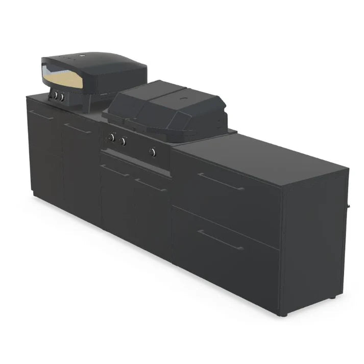 Cozze® Elements Modular Outdoor Kitchen with Quattro 900 Grill and Storage - pizza oven - Ice Cold Spice | Black No Pizza Oven
