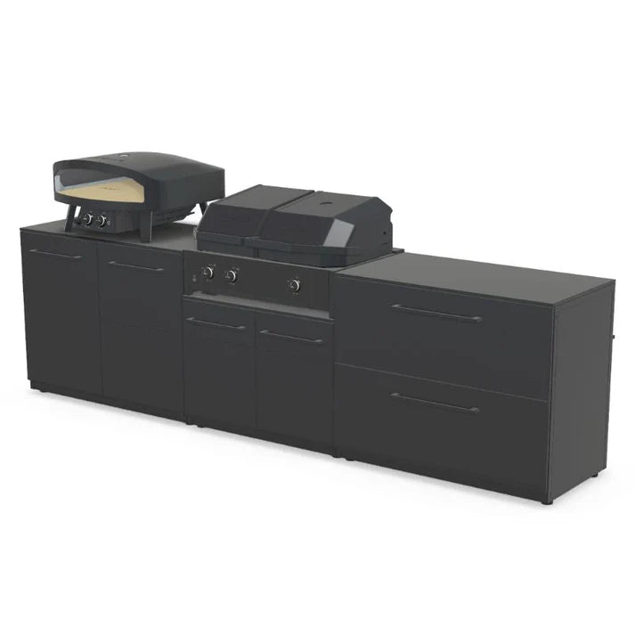 Cozze® Elements Modular Outdoor Kitchen with Quattro 900 Grill and Storage - pizza oven - Ice Cold Spice | Black No Pizza Oven