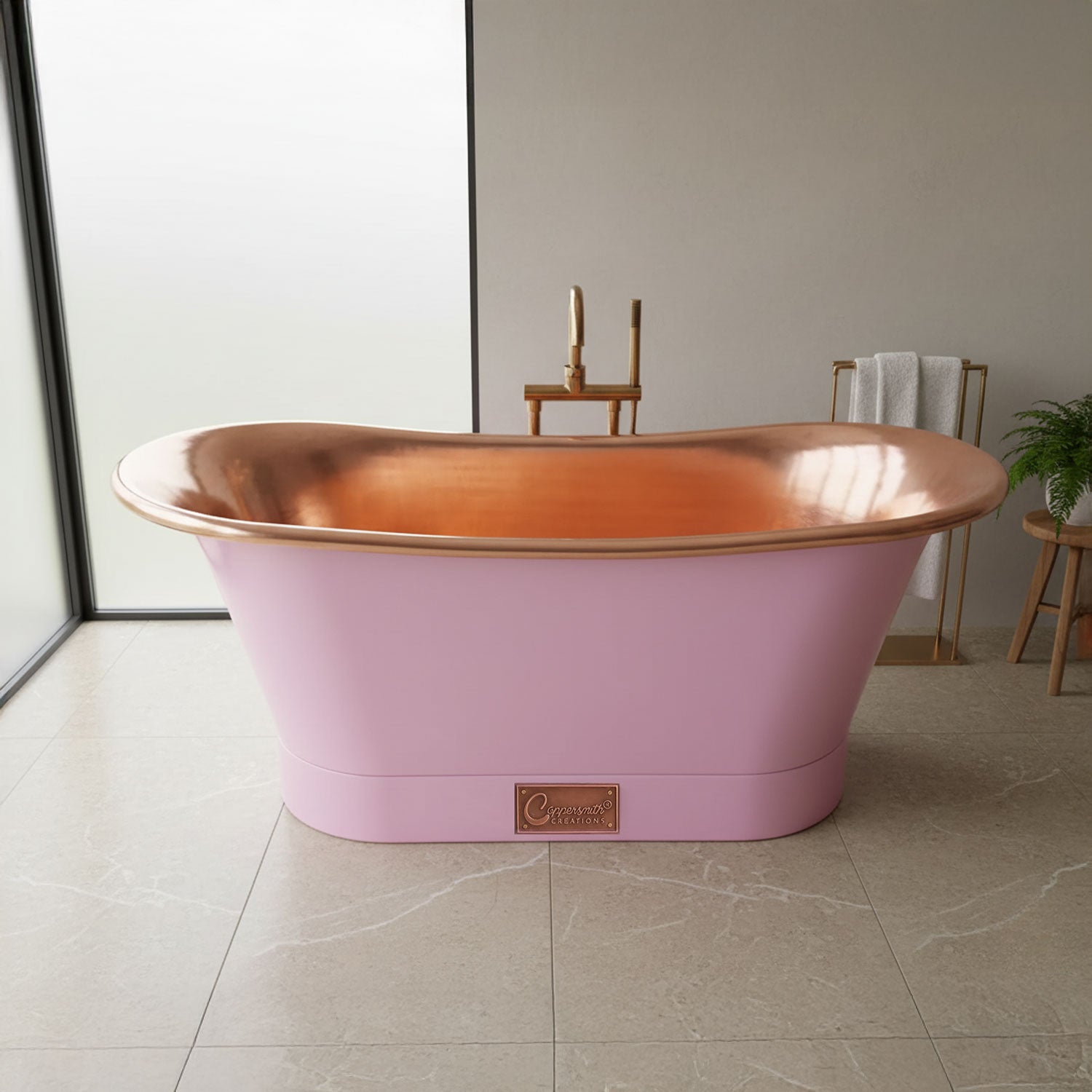 Coppersmith Creations Copper Freestanding Bathtub Straight Base Choice of Colour
