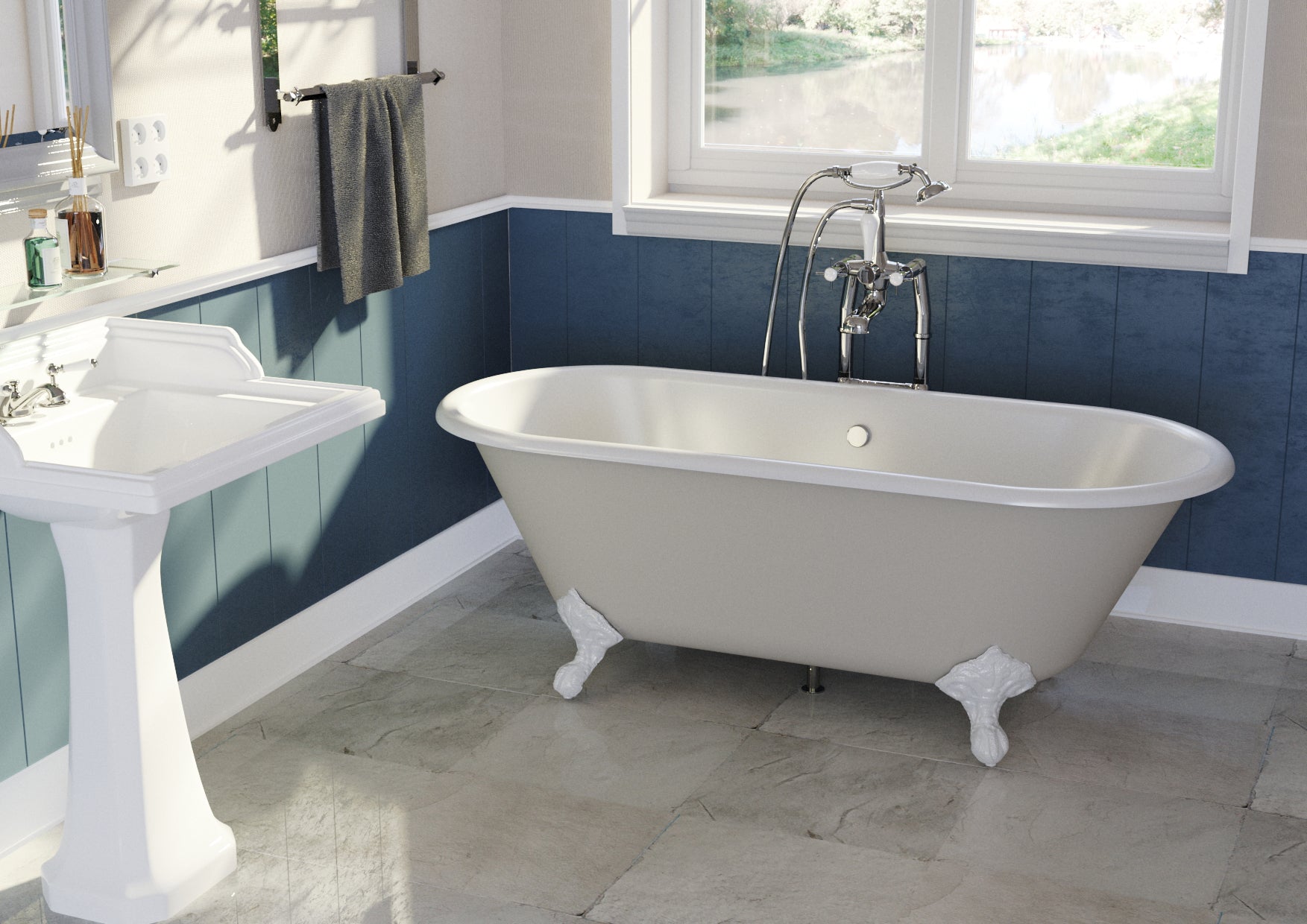 Hurlingham Dryden Cast Iron Bath With Tap Holes