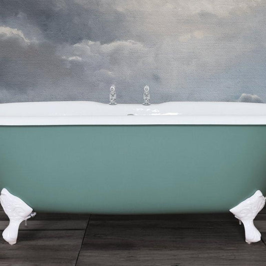 Hurlingham Dryden Cast Iron Bath With Tap Holes - baths - Ice Cold Spice | Farrow & Ball Tahiti Green Painted L1700 x W750x H580