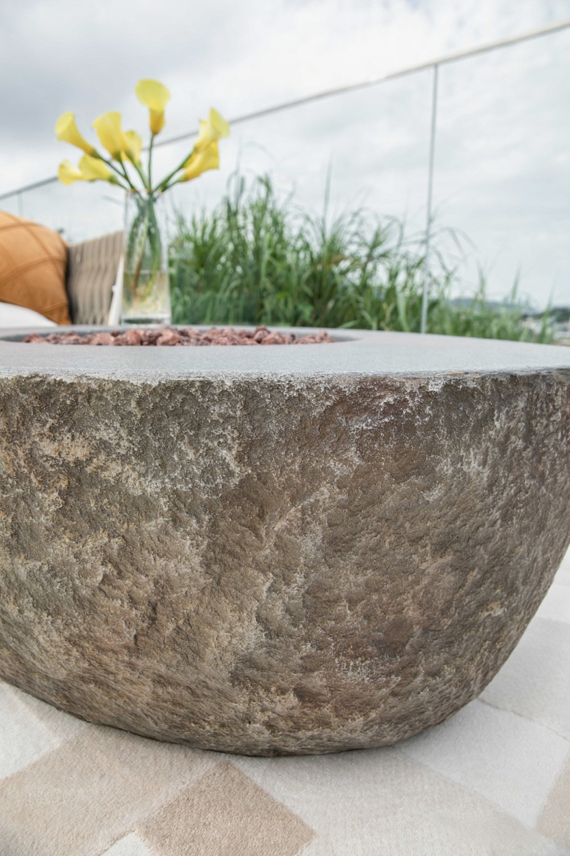 Elementi Grey Concrete Boulder Outdoor Fire Table