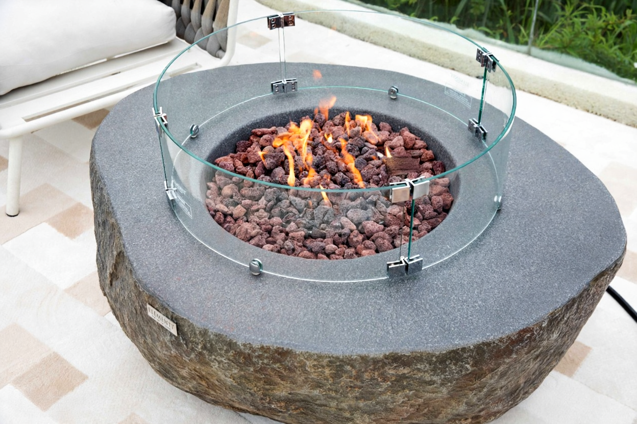 Elementi Grey Concrete Boulder Outdoor Fire Table