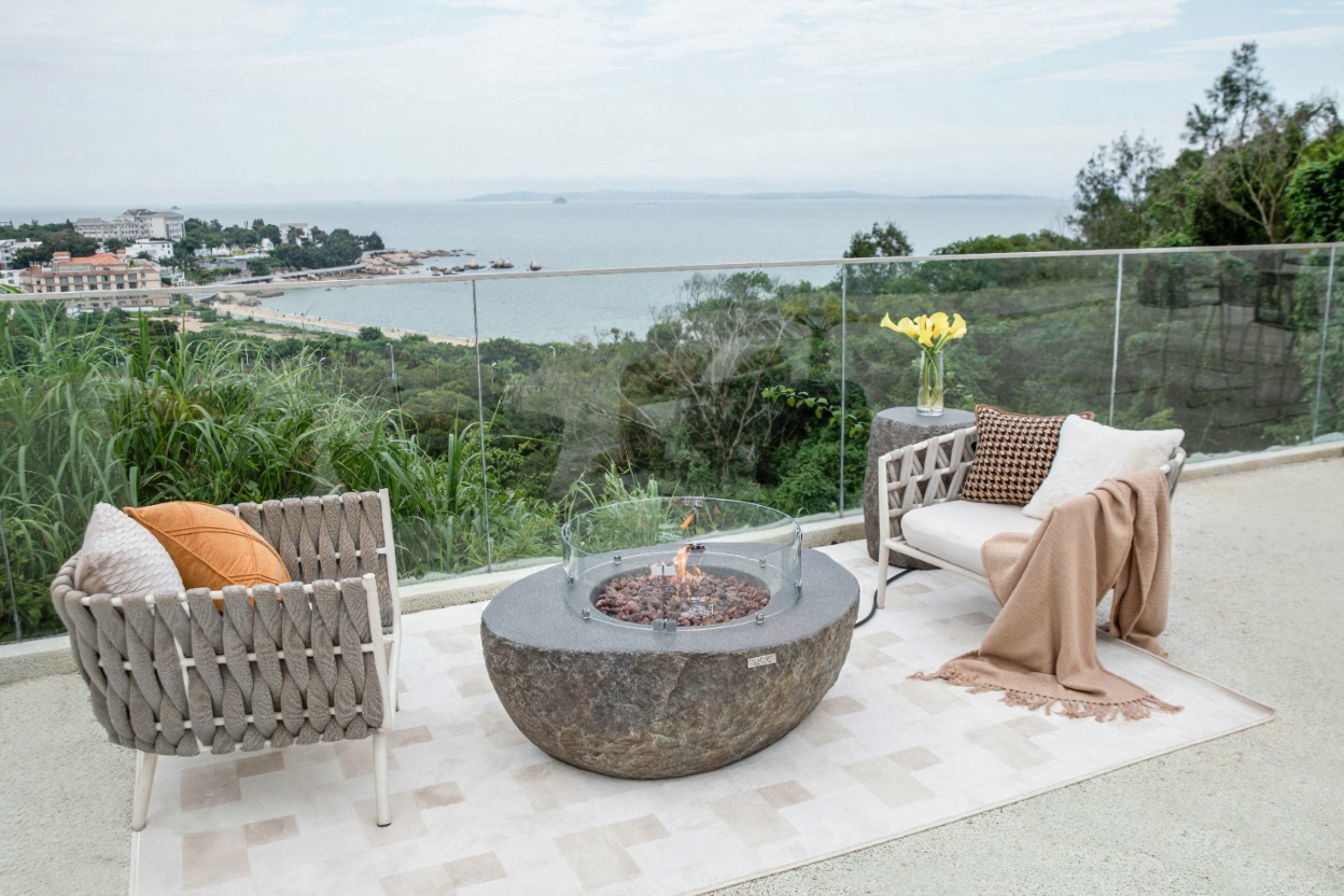 Elementi Grey Concrete Boulder Outdoor Fire Table