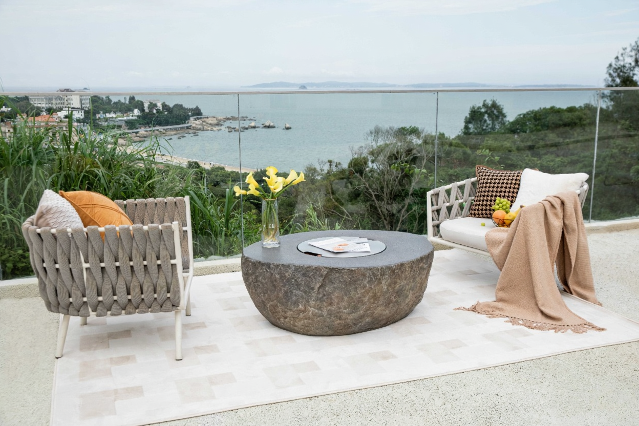 Elementi Grey Concrete Boulder Outdoor Fire Table